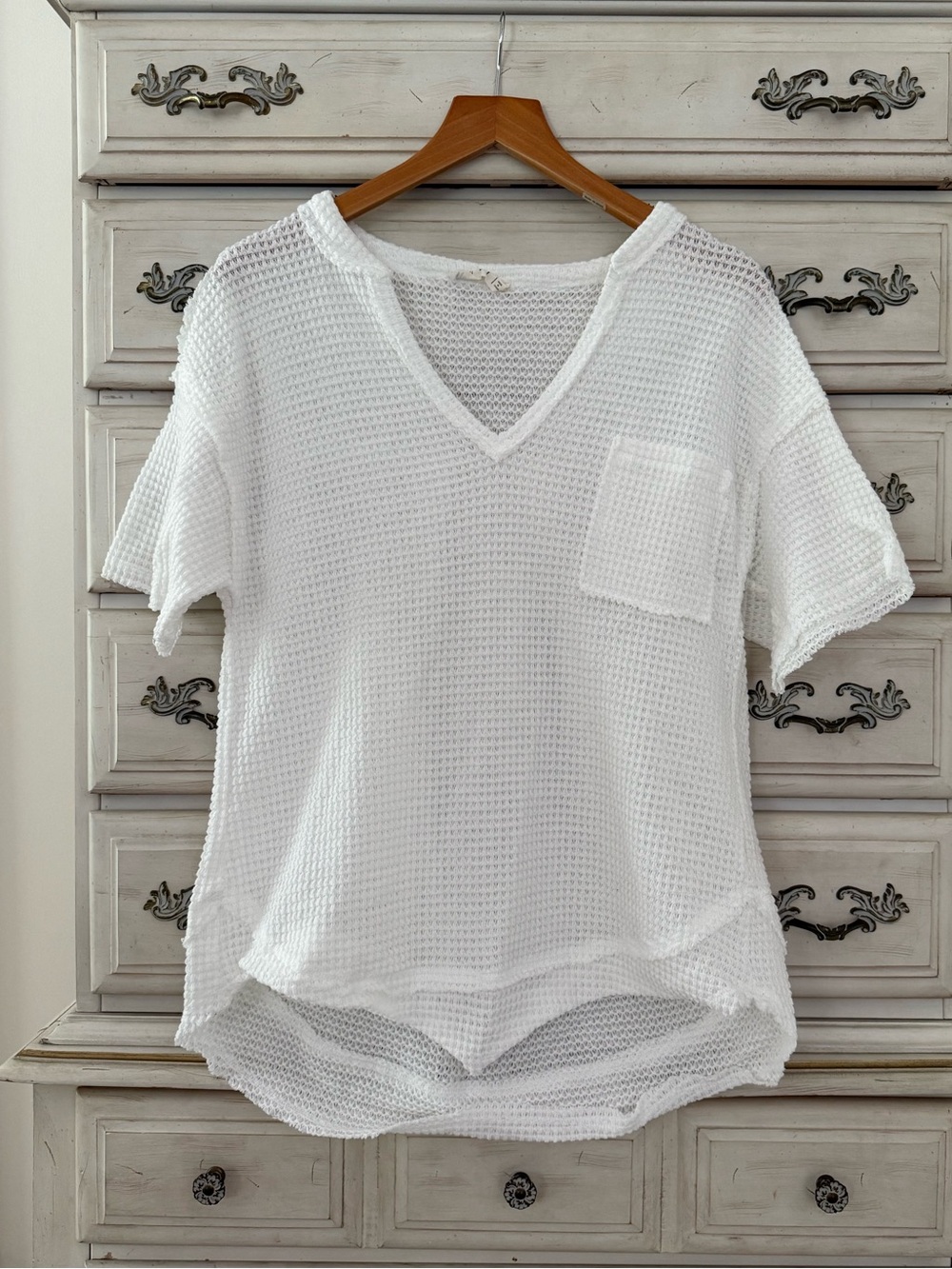 Vici White Waffle Knit Top